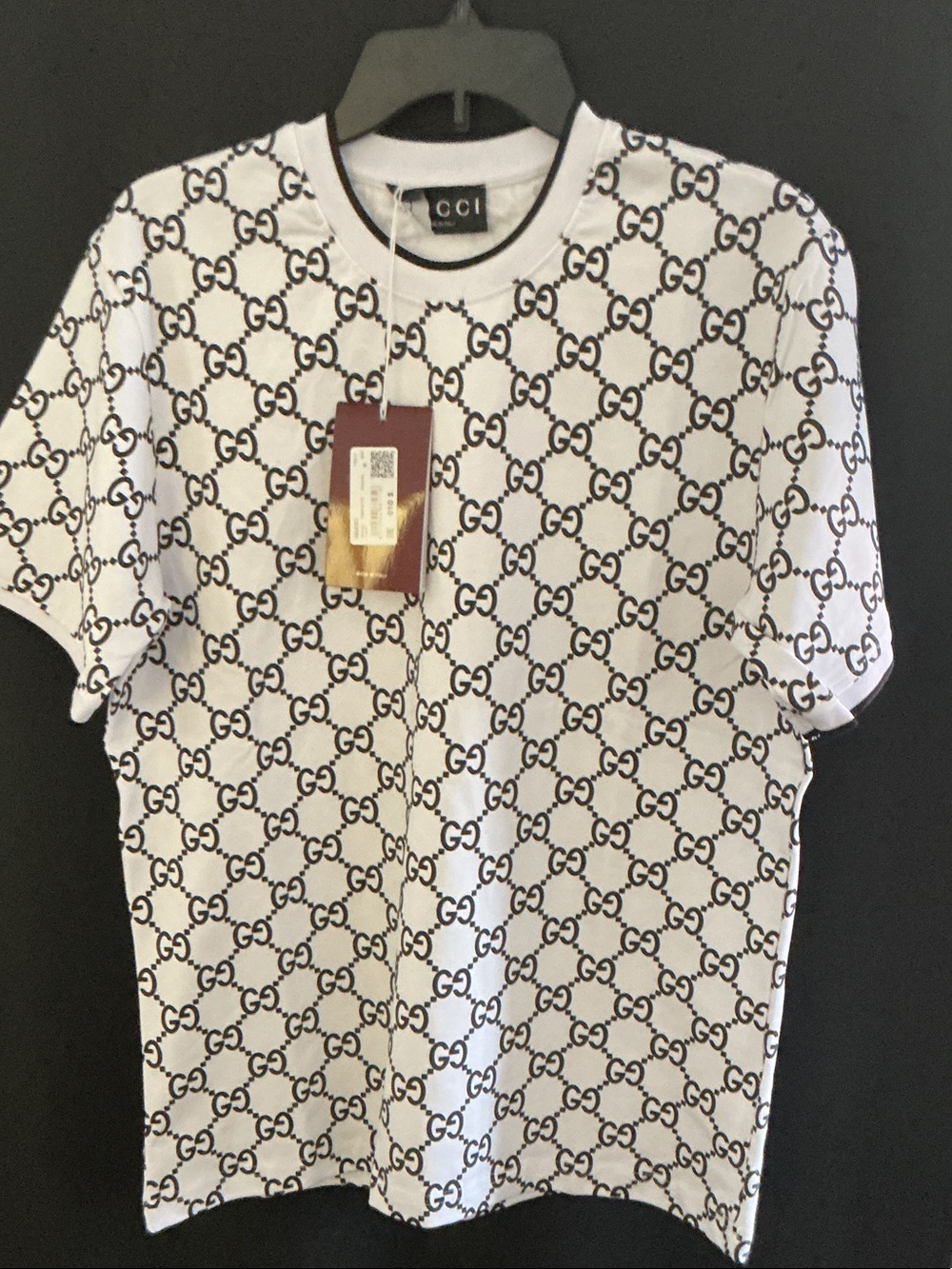 Gucci White Short-Sleeve Monogram Logo Tee
